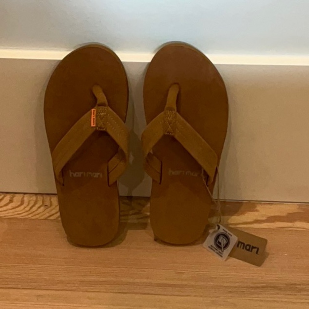 Hair Mari Mens Tan Leather Flip Flops